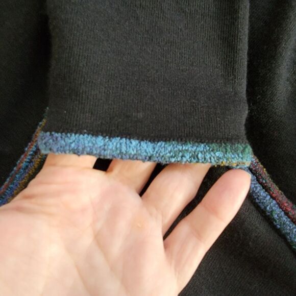 VTG Carole Little Wool Blend KnitJacket Dress Set Black With Multicolor Trim M - Picture 8 of 16